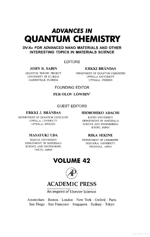 Coperta cărții "Advances in Quantum Chemistry" de autor necunoscut