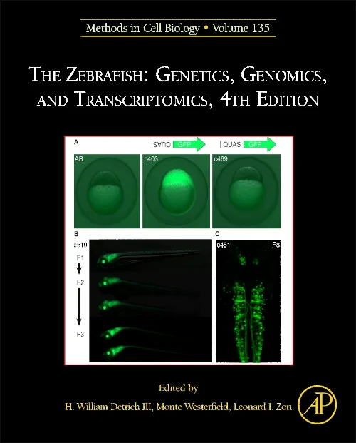 Coperta cărții "The Zebrafish: Genetics, Genomics, and Transcriptomics" de autor necunoscut