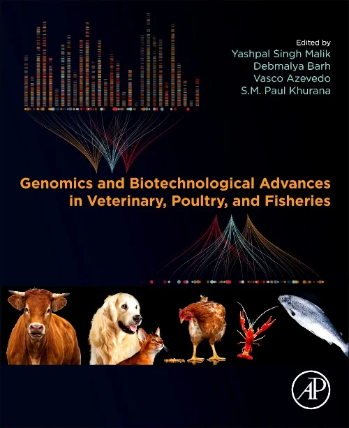 Coperta cărții "Genomics and Biotechnological Advances in Veterinary, Poultry, and Fisheries" de autor necunoscut