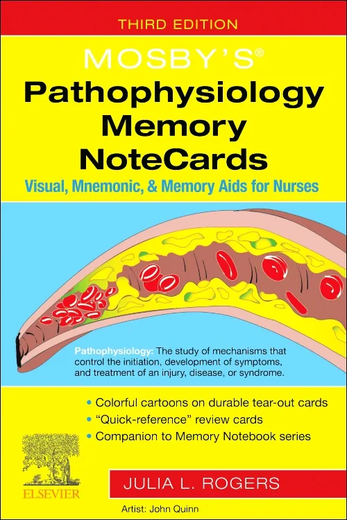 Coperta cărții "Mosby&#039;s® Pathophysiology Memory NoteCards" de autor necunoscut