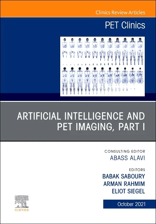 Coperta cărții "Artificial Intelligence and PET Imaging, Part 1, An Issue of PET Clinics" de autor necunoscut