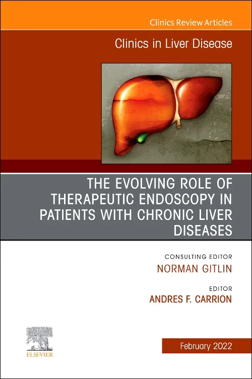 Coperta cărții "The Evolving Role of Therapeutic Endoscopy in Patients with Chronic Liver Diseases, An Issue of Clinics in Liver Disease" de autor necunoscut