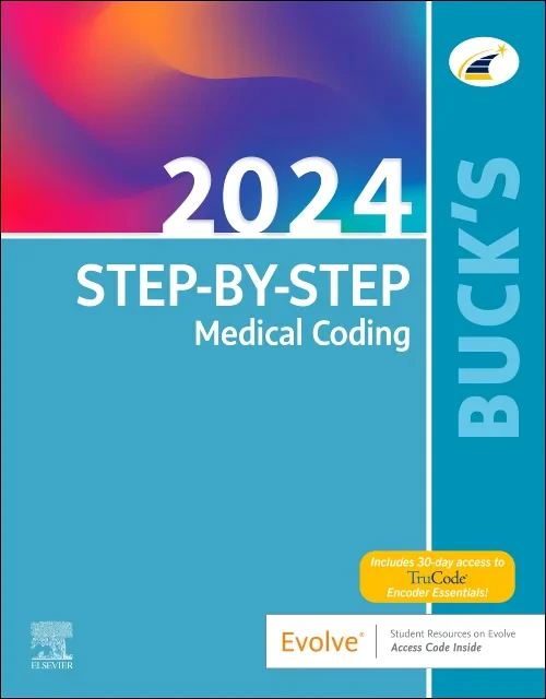 Coperta cărții "Buck&#039;s Step-by-Step Medical Coding, 2024 Edition" de autor necunoscut