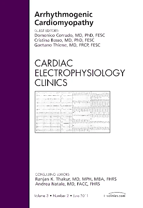 Coperta cărții "Arrhythmogenic Cardiomyopathy, An Issue of Cardiac Electrophysiology Clinics" de autor necunoscut