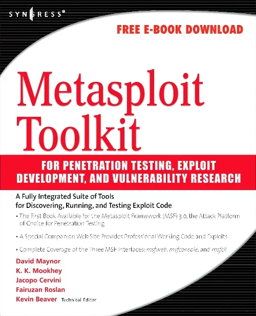 Coperta cărții "Metasploit Toolkit for Penetration Testing, Exploit Development, and Vulnerability Research" de autor necunoscut