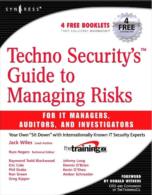 Coperta cărții "Techno Security&#039;s Guide to Managing Risks for IT Managers, Auditors, and Investigators" de autor necunoscut