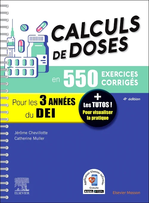 Coperta cărții "Calculs de doses en 550 exercices corrigés - Pour les 3 années du Diplôme d&#039;Etat infirmier." de autor necunoscut